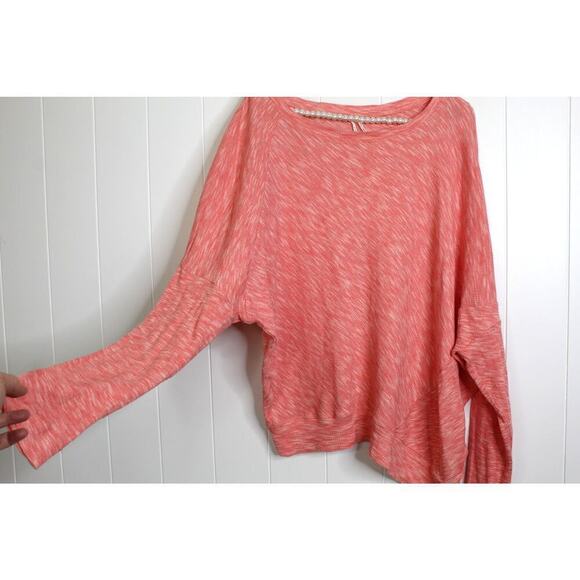 Anthropologie Orange Space Dyed Long Sleeve Ribbed Knit Shirt Size L - Picture 2 of 6